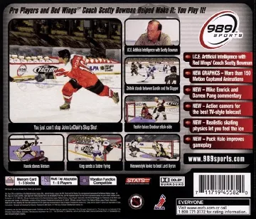 NHL FaceOff 2000 (US) box cover back